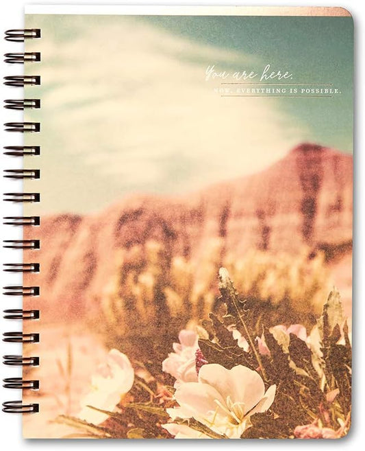 Compendium Spiral Notebook - You are here. Now, everything is possible. — A Designer Spiral Notebook with 192 Lined Pages, College Ruled, 7.0”W x 9.25”H