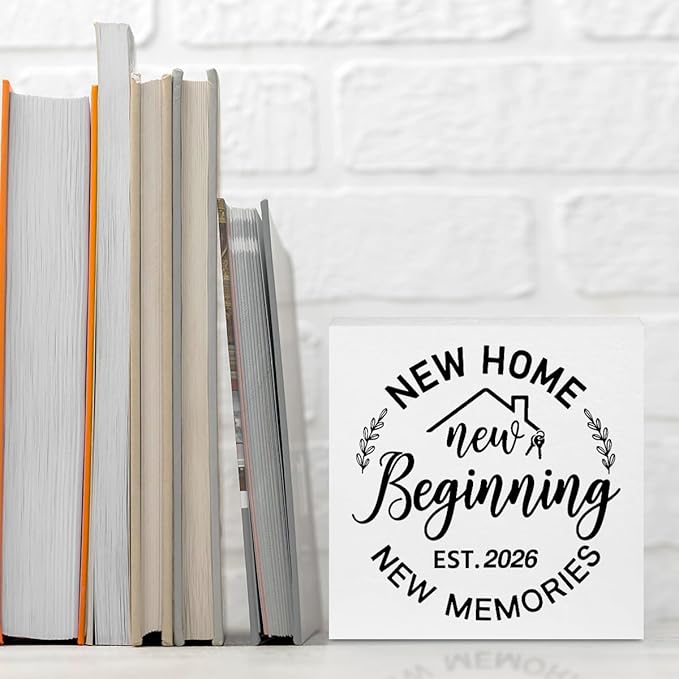 Housewarming Gifts New Home, 2026 House Warming Gifts Wood Box Sign, Housewarming Party Decorations, Bedroom Kitchen Living Room Desk Cubicle Table Shelf Decor for Couple, New Home Gift Ideas