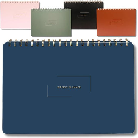 Merely Home Undated Weekly Planner | 8.25” x 11.75” Work To-Do Notebook | ADHD Academic Organizer | Multi-Layout | Men and Women Planner | College Supplies | Navy | Landscape Layout