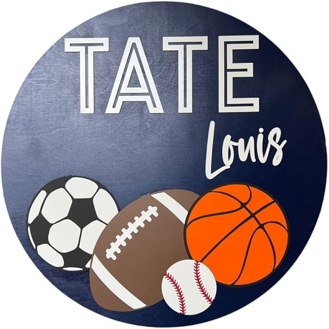 Baby Shower Sign, Newborn Nursery Decor, Kids sports Sign, Boys Room wall decor, Home Decor for nursery, Baby boy Gift, Newborn Gift (Sports Sign)