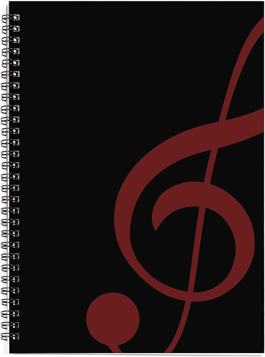 MAXCURY Blank Sheet Music Composition Manuscript Staff Paper Art Music Notebook Black 100 Pages 26x19cm (Black/Fuchsia)