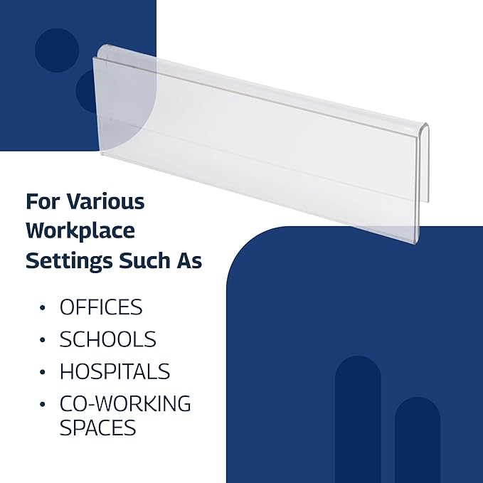 50-Pack 8.5" x 2" Acrylic Name Plate for 1/4" Cubicle Wall Glass – Custom Name Sign Holder – Single Sided Acrylic Display Stands - Placard Label Holder Use for Classroom, Offices, Office Door