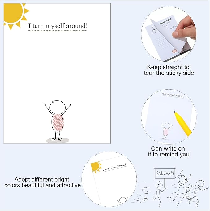 Funny Notepads with Sayings Sticky Funny Office Supplies to Do List Sarcastic Work Assorted Notepad for Workers, 12 Designs, 3 x 3.93 Inch(Minimalist Style)