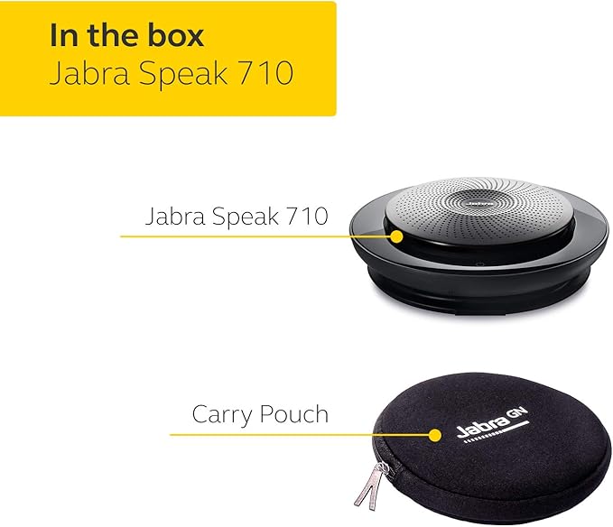 Jabra Speak 710 MS Wireless Bluetooth Speakerphone with Link 370 USB Adapter – Portable Conference Speaker for Holding Meetings Anywhere with Immersive Sound - Certified for Microsoft Teams