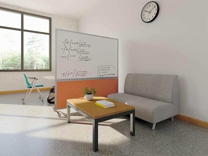 DivideWrite Mobile Whiteboard | Double Sided Dry Erase Board | Portable Office Cubicle Partition | Display for Classrooms, Conference Rooms, Meeting Areas and More | Warm Pebble 6' Wide x 6' Tall