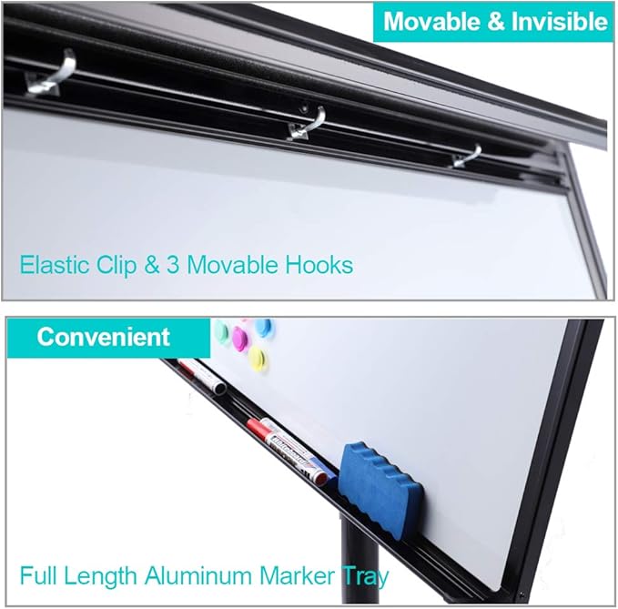 40 X 28 Inch Mobile Magnetic Whiteboard on Wheels, Rolling Dry Erase Board Easel on Height Adjustable Stand with Flipchart Paper Pad (25 Sheets) for Class Teaching, Office Meeting & Workshops