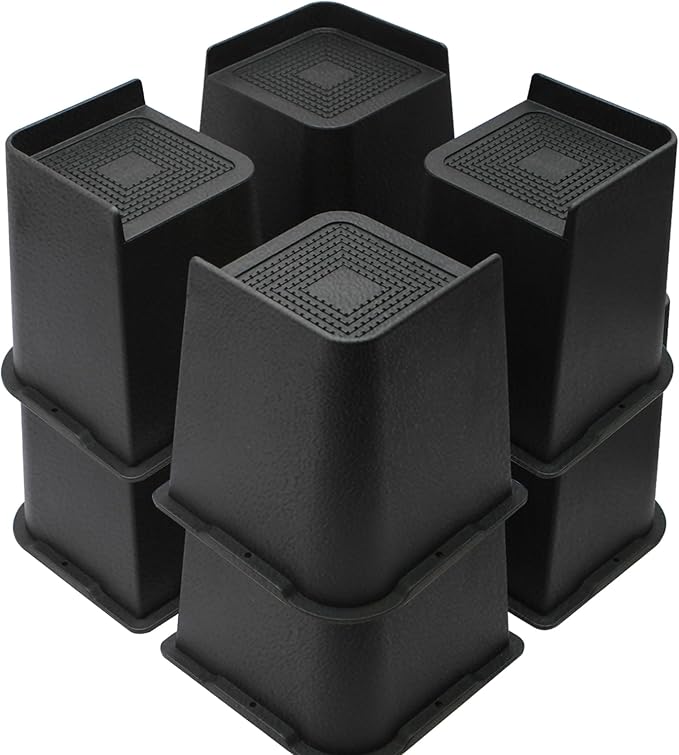 MXMZHXU Bed Risers 2 inch, 3 inch, 4 inch, 6 inch or 8 inch Heavy Duty Furniture Risers, Up to 6000 Lbs L Shaped Design Bed Lifts Blocks for Couch Desk Sofa Table (Black, 6 Inch 8 Pack)