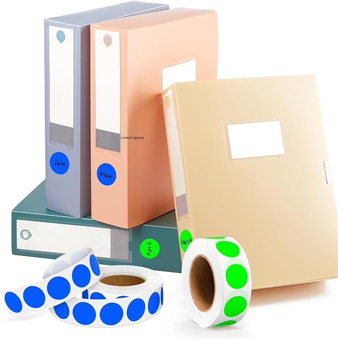 PARLAIM 2 Rolls 2000PCS 3/4" Round Circle Color-Code Dot Stickers,2 Color Style Colorful Coding Label Sticker for Home Office Classroom(Fluorescent Green+Blue)