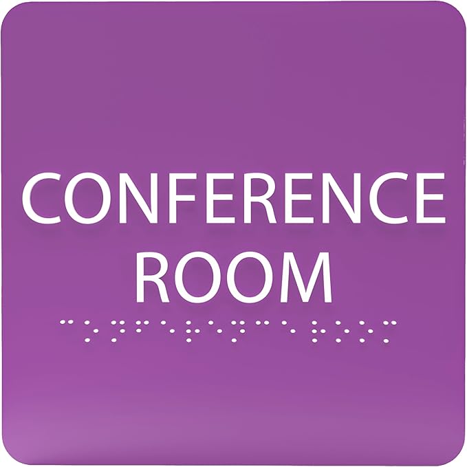 ADA CENTRAL SIGNS - 6" X6" Conference Room Sign- ADA Compliant Tactile Graphics Grade 2 Braille Text Acrylic Wall Signs - Authorized Personnel Only, Meeting Privacy Door Sign for Schools, and Offices