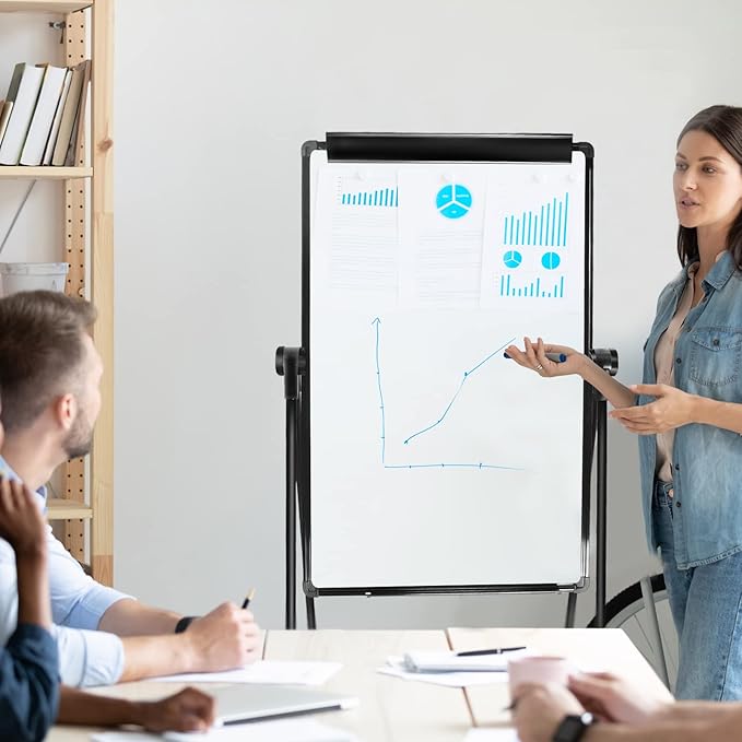 Stand White Board - 40 x 28 Inch Double Sided Magnetic Dry Erase Board with Stand Height Adjustable, Home Office Classroom School Teacher Use