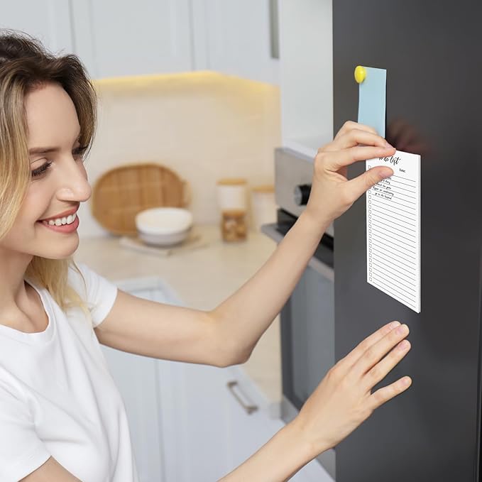 Thboxes 4 Pack Magnetic Note Pad for Fridge with Pen Holder, Totally 200 Sheets Magnetic To Do List, Grocery List, Shopping List, Meals Pads for Refrigerator