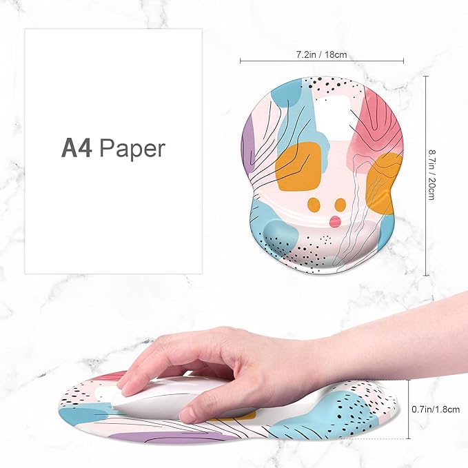 ITNRSIIET Ergonomic Mouse Pad with Gel Wrist Support Small Wrist Rest Smooth Surface Non-Slip PU Base Comfortable Office Supplies Pain Relief, 8.7 x 7.2 inches, Art Style Pattern
