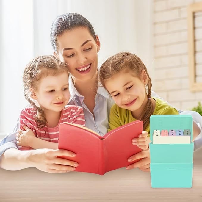 H4D 3x5 Index Card Holder with 100 Heavyweight Ruled Index Cards and 25 Plastic Dividers, Mint Green