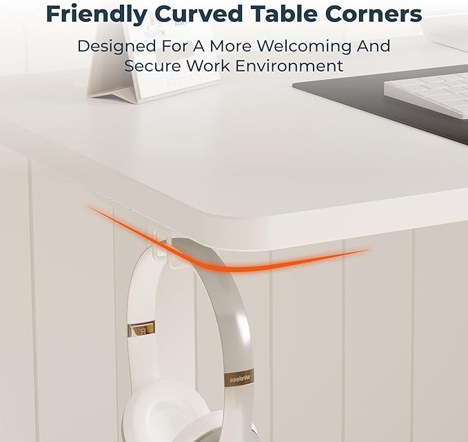 FitStand AdjustableStanding Desk 63 x 24 Inch Home Office Desk with Memory Preset, Computer Workstation Splice White Top Frame