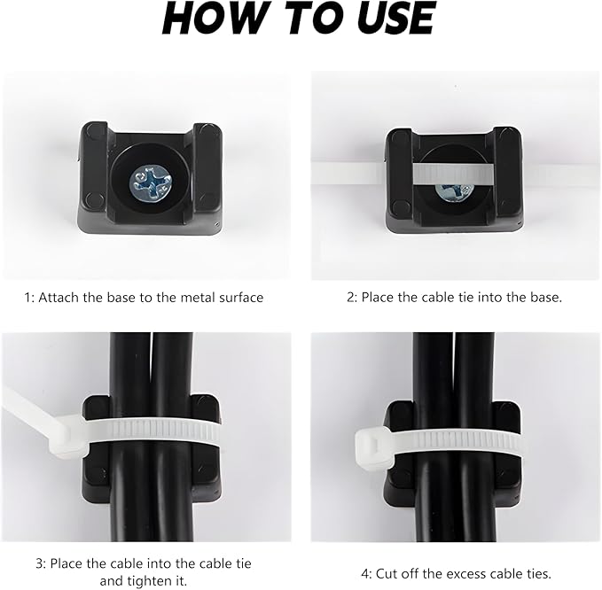 20Pcs Magnetic Zip Tie Mount and 100 Nylon Cable Ties, Magnetic Cable Clips, Multi-purpose Cable Tie Management Base, Office Cable Organizer (22mm)
