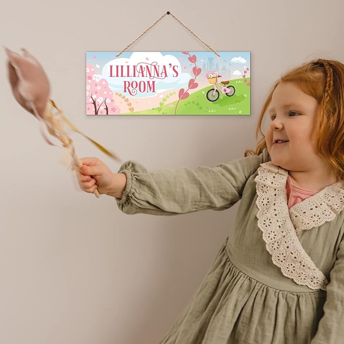 Custom Girl/Boy Name Sign Personalized Children Decor Bedroom Sign For Kids Room, Christmas Gift, Castle Tent, Wall Sign 5x13 Inches, ACM, Made in USA
