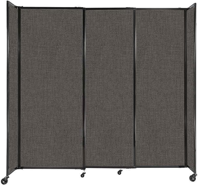 Versare Straightwall Sliding Portable Wall Partition | Freestanding Office Dividers | Locking Wheels | Temporary Room Separator | 7'2" Wide x 6'10" Tall Mocha Fabric Panels