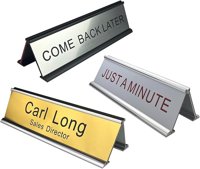 Personalised Double Side Counter Top Sign for Reception Desk Lobby Counter Waiting Room 2"x8"