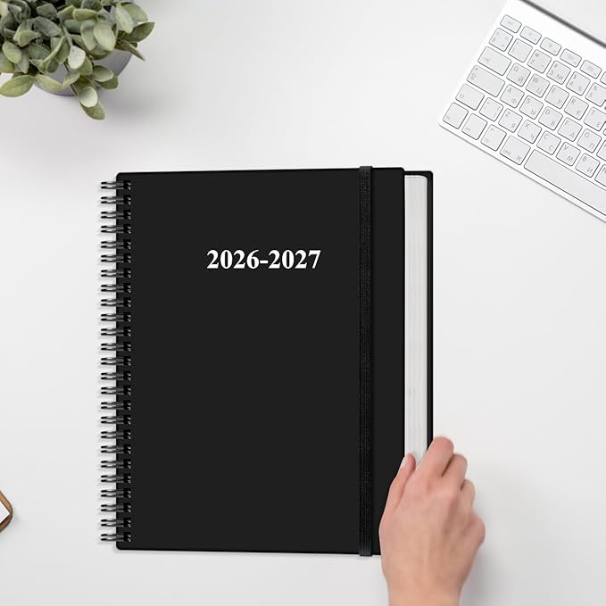 2026-2027 Planner - 18 Months Weekly & Monthly Planner from January 2026 - June 2027, Spiral Planners 2026-2027 with Elastic Closure, Inner Pocket, Medium 8.5" x 11", Black