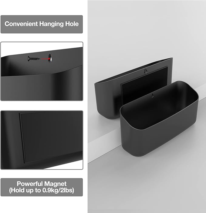MoKo Magnetic Dry Erase Marker Holder, Widen Magnetic Marker Pen Storage for Whiteboard, Refrigerator, Locker, Laundry Storage Basket Lint Holder Bin for Dryer, Washing Machine, Black