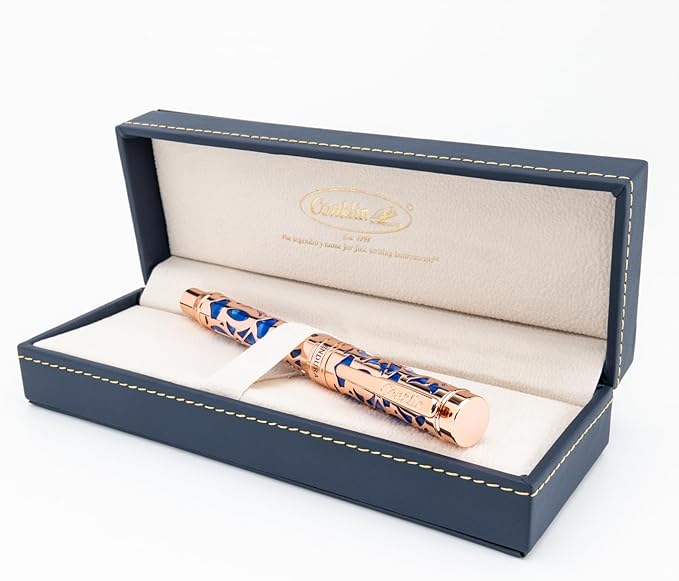 Conklin Endura Deco Crest Fountain Pen in Blue, Medium Nib, Premium Writing Instrument
