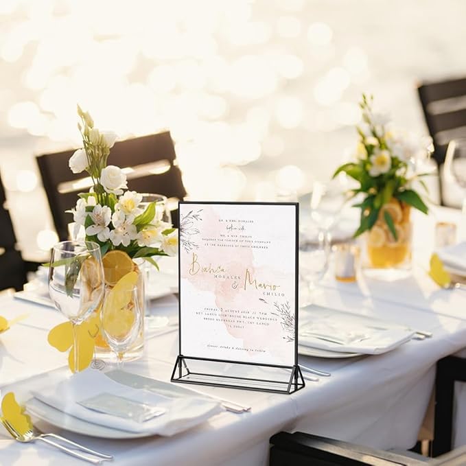 PPH-Sisy Acrylic Sign Holder 8.5X11 Clear Sign Holder,Double Sided Flyer Holder, Table Menu Holder Display Stand for Wedding Table Number Black (6pcs)