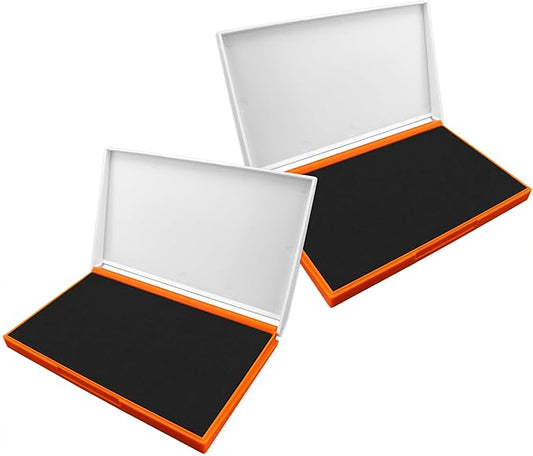 2 Pack Plastic Case Stamp Pad Large Size, Black Color - Size: 4" x 7" - Choose from 15 Ink Colors