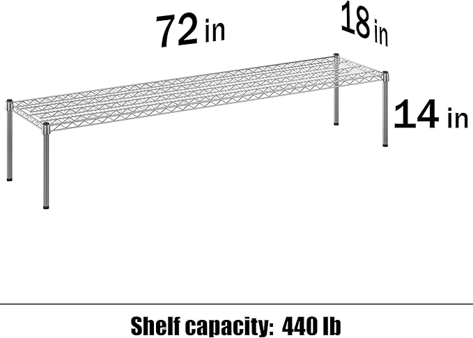 Regal Altair 18" Deep x 72" Wide x 14" Height Wire Shelving Kit | 1-Tier | NSF Commercial Storage Rack Unit