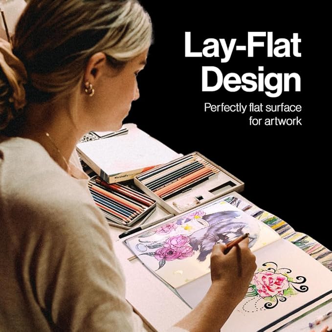 Square-Shaped Sketchbook, 8.3 x 8.3 inches, Lays Flat Flexible Sketch Book for Artists, Ideal for Ink, Water Color, Pen, Pencils, 160 Tear Resistant Pages, Size: Square Medium, Leda Art Supply
