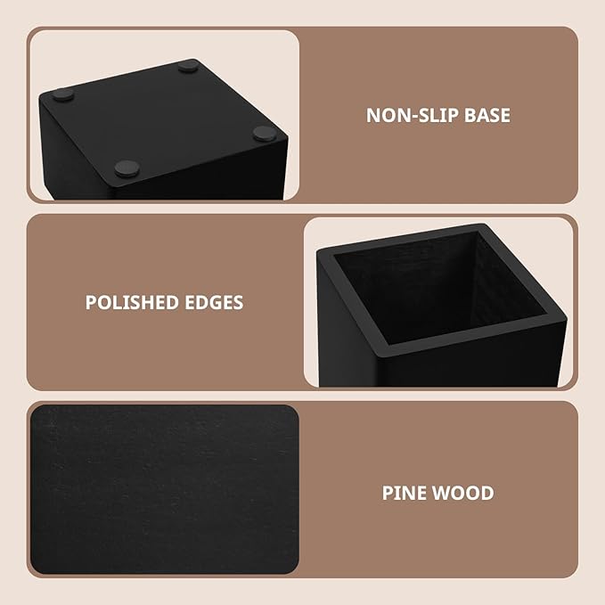 CMLKLZD Black Desk Organizer Set of 3 - Wood Office Desk Accessories - Desk Organizers and Accessories for Women Men - Set incl. Pencil Pen Holder, Paperclip Storage and Sticky Note Holder