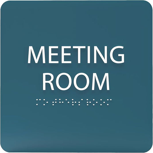 ADA CENTRAL SIGNS - 6" X6" Meeting Room Sign - ADA Compliant Tactile Graphics Grade 2 Braille Text Acrylic Wall Sign - Privacy Interview Room Name Door Sign for Schools Hospitals Offices & Apartments