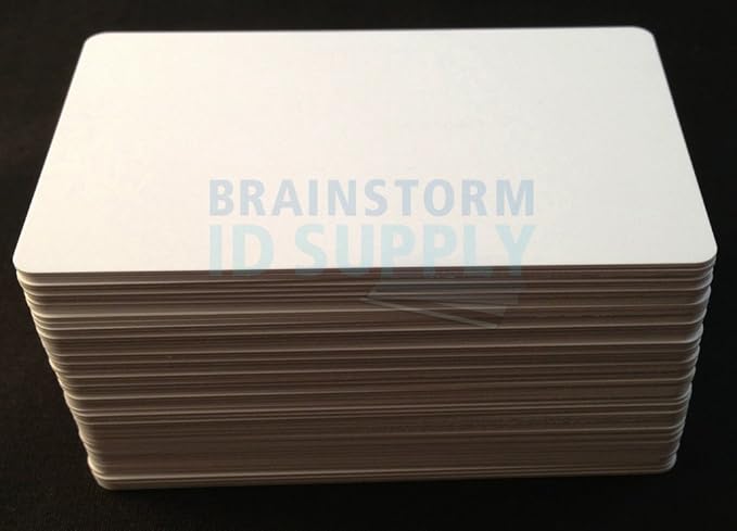 Inkjet PVC Cards (50 Pack) - Inkjet Printable PVC ID Cards with Brainstorm ID's Enhanced Ink Receptive Coating - Waterproof and Double Sided Printing - Works with Epson and Canon Inkjet Printers
