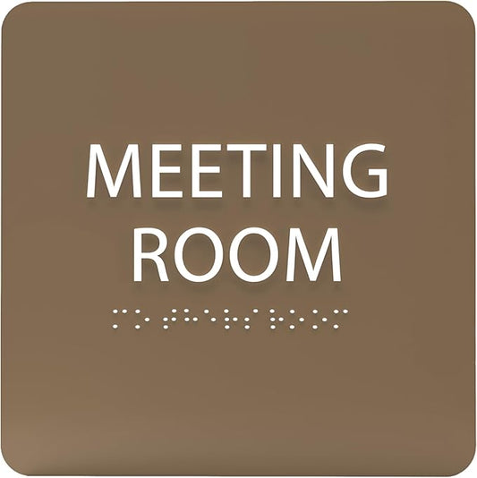 ADA CENTRAL SIGNS - 6" X6" Meeting Room Sign - ADA Compliant Tactile Graphics Grade 2 Braille Text Acrylic Wall Sign - Privacy Interview Room Name Door Sign for Schools Hospitals Offices & Apartments