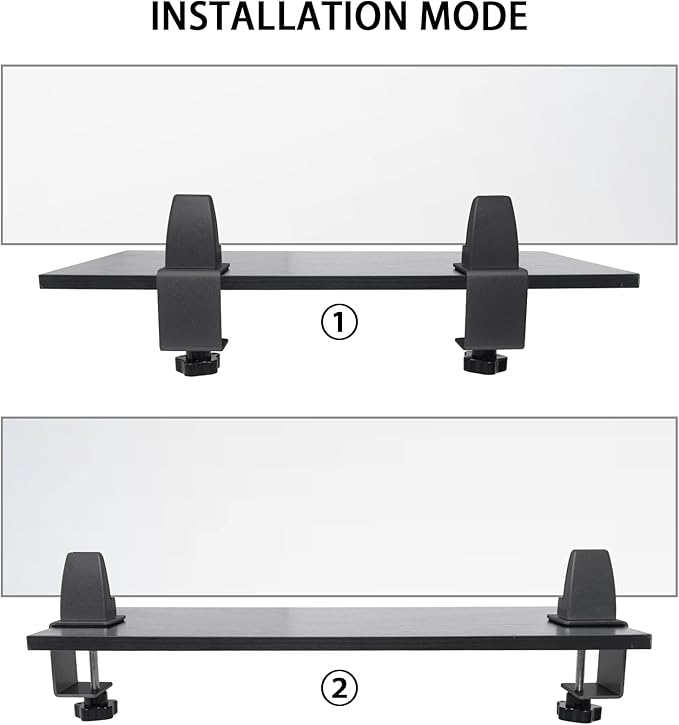 Heavy Duty Sneeze Guard Clamp For 0.1" to 1" Thick Panel,Desk Partition Support Clamps,Adjustable Aluminum Desktop Divider Holder,Easy to Install Desk Privacy Panel Clips, 4 Pack,Silver (Black)