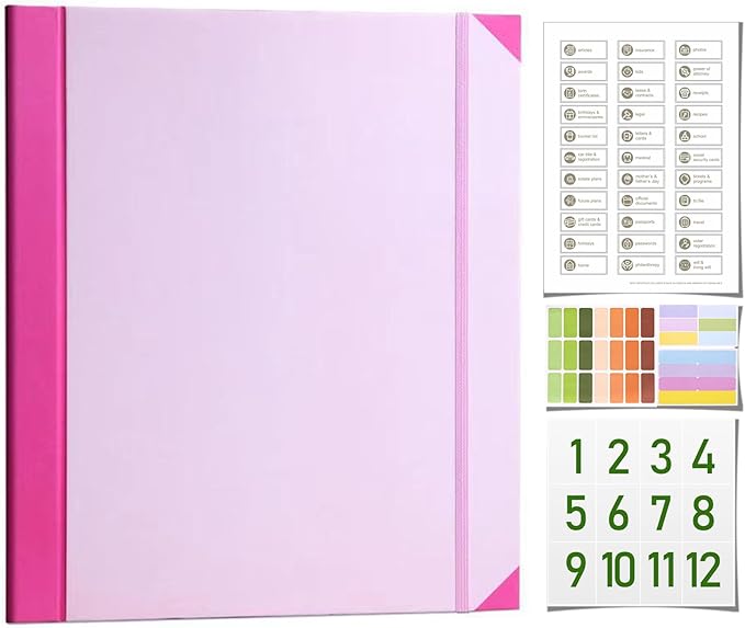 The Life Book Document Organizer - Binder for Important Documents, Document Organizer Foliofor Bills Checks Birth Certificates etc (Pink)