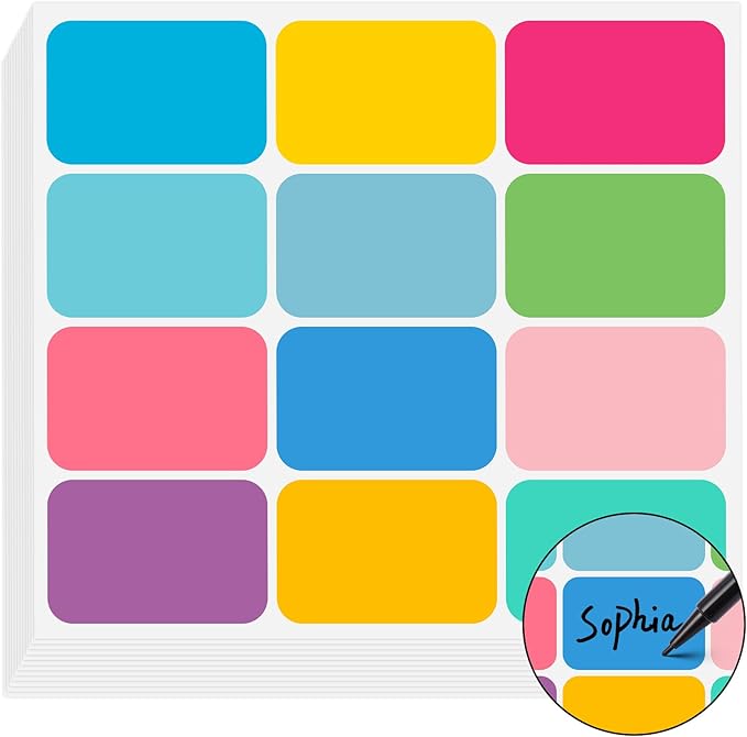 Name Tags,240 Pcs Name Tag Stickers for Classroom 2"x 3"Waterproof Name Labels for Locker&Water Bottles Adhesive Labels for Preschool,Classroom,Teacher,Party,& Home Decor (Multicolor)