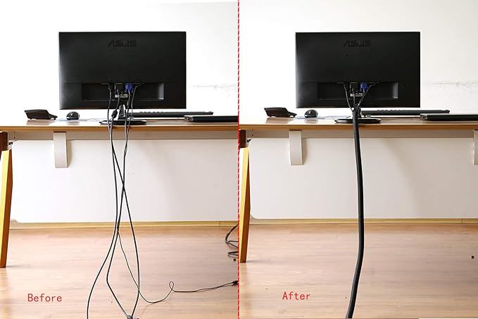 Alex Tech 10ft - 1/2 inch Cord Protector Wire Loom Tubing Cable Sleeve Split Sleeving For USB Cable Power Cord Audio Video Cable – Protect Cat From Chewing - Black