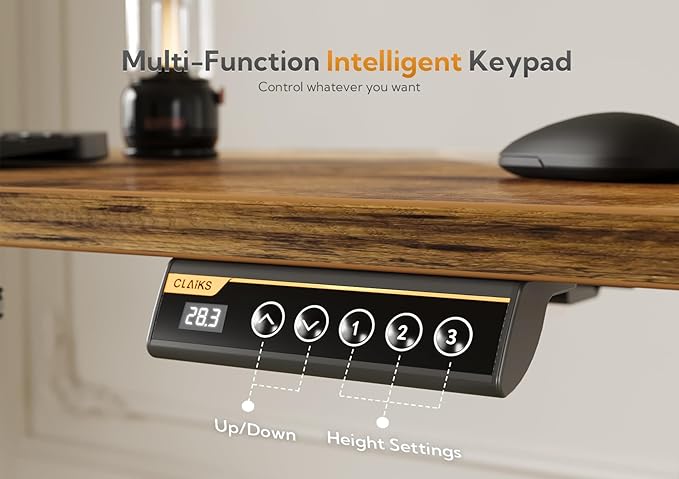 Claiks Standing Desk with Drawers, Electric Standing Desk Adjustable Height, Stand Up Desk Computer Workstation, 40 Inch, Rustic Brown