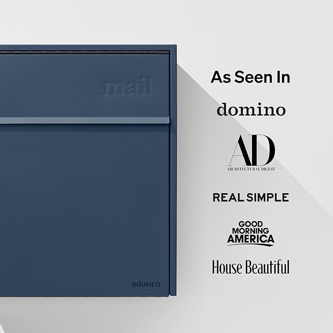 Wall Mount Mailbox - Large, Anti-Theft Locking Mailbox, Weatherproof Mailboxes for Outside The House, 18.5" H x 15" L x 7.5" D (Navy)