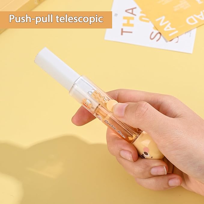 3PCS Retractable Pencil Eraser, Cute Erasers,Kawaii Bear Eraser in Three Colors,Suitable for School Home Office Supplies