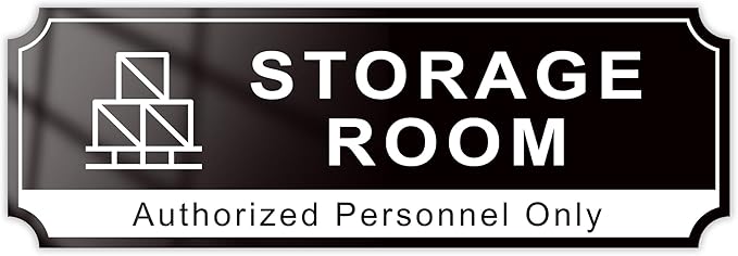 Storage Room Door Sign for Business, Self-Adhesive Durable Modern Storage Room Sticker, UV and Weather Resistant Authorized Personnel Only Signs for Home, Business, Restaurants, Private Area