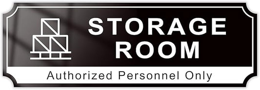 Storage Room Door Sign for Business, Self-Adhesive Durable Modern Storage Room Sticker, UV and Weather Resistant Authorized Personnel Only Signs for Home, Business, Restaurants, Private Area