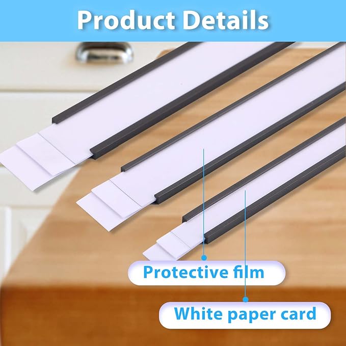 Eeoyu Magnetic Label Holders with Magnets Magnetic Data Card Holders with Clear Plastic Protectors for Metal Shelf, Whiteboard, Set of 30 (0.5 x 4 Inch)