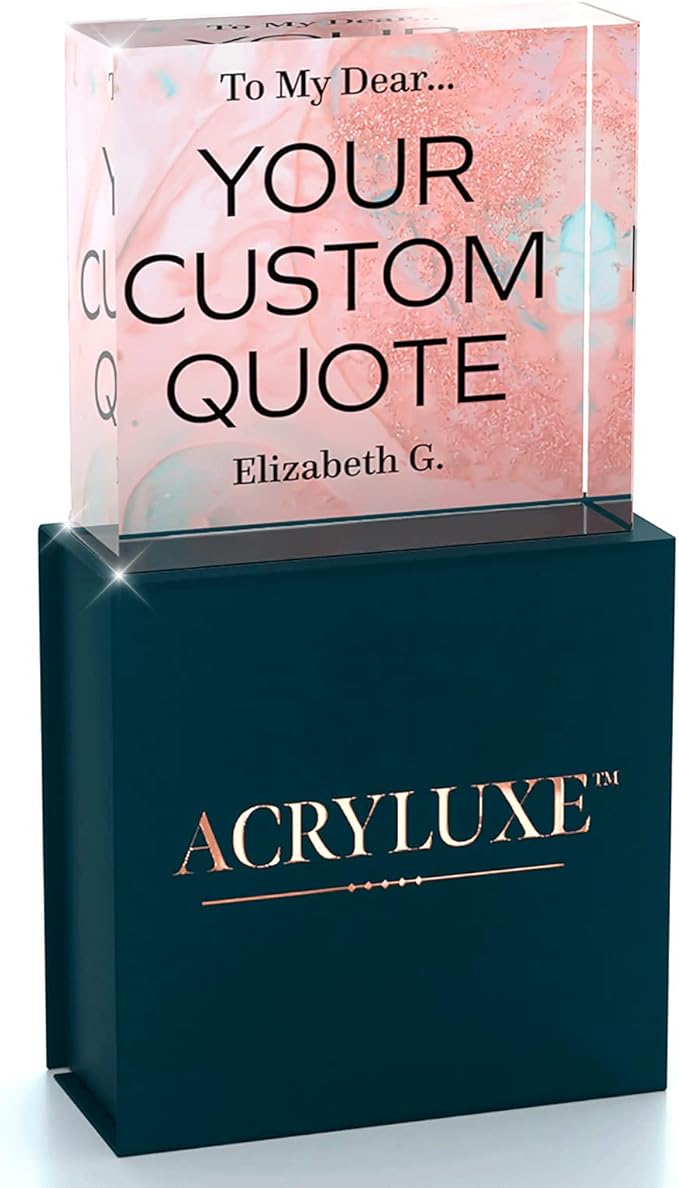 Personalized Gifts, Custom Quote Block Letter Board,Crystal-Clear Acrylic with Gift Box,17 Styles, Holiday and Christmas Gift for Mom, Dad, Girlfriend, Him or Her, Husband, Wife (4"x4, Stella)