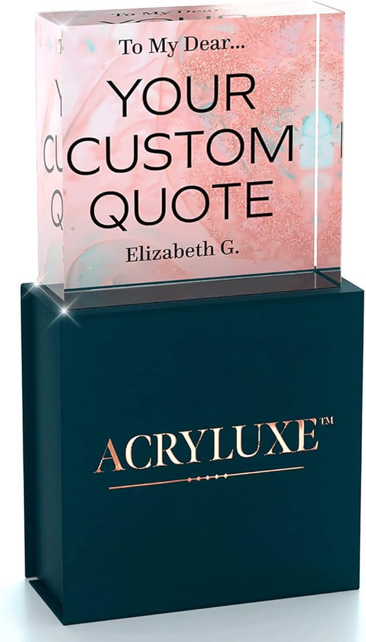 Personalized Gifts, Custom Quote Block Letter Board,Crystal-Clear Acrylic with Gift Box,17 Styles, Holiday and Christmas Gift for Mom, Dad, Girlfriend, Him or Her, Husband, Wife (4"x4, Stella)