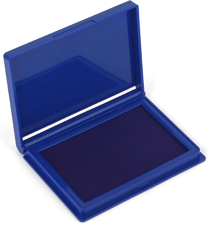 Blue Stamp Pad, 4 x 2.5 Inch Premium Quality Ink Pad for Stamps, All-Purpose Felt Pad for Office and Crafting, Works with Rubber and Clear Stamps