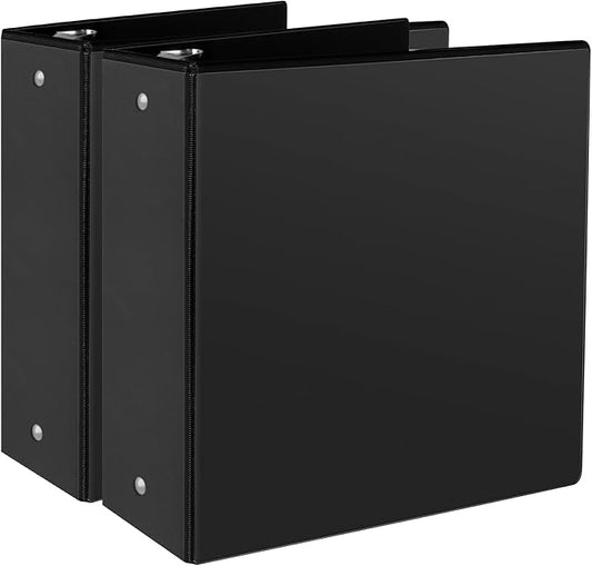 CIXILDTS 3" 3 Ring Binder, Standard 3-Inch Round Ring Binder Fit Letter Size Paper, Presentation View Binders, 2 Packs, Black