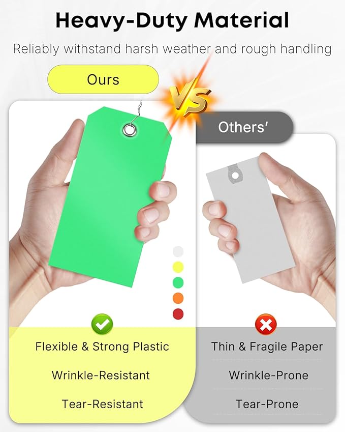 Uniclife 120 Pcs Plastic Tags for Labeling 4 Colors, 4.7"x 2.36" Plastic Shipping Tag with Wire Writable Waterproof Tag Price Tags with Reinforced Eyelet Blank Hang Label for Luggage