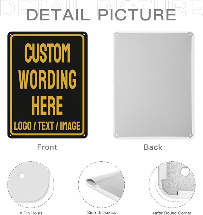 Custom Sign Bulk Personalized Metal Signs For Outdoor Indoor Business Home Store Office Yard Street Lawn Make Your Own Customized Signs With Your Logo Text Photo, 16x12inch