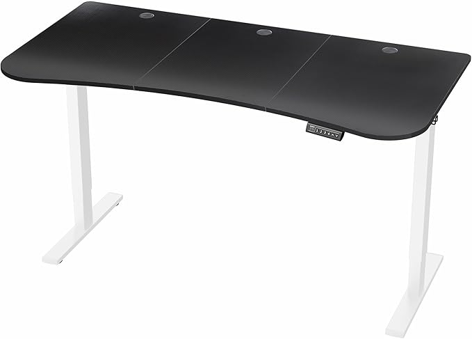 VIVO Electric 63 x 32 in Standing Desk, Memory Height Adjustment, 1B Series, Holds 220 lbs, Black Carbon Fiber Top White Frame, DESK-KIT-1W1R
